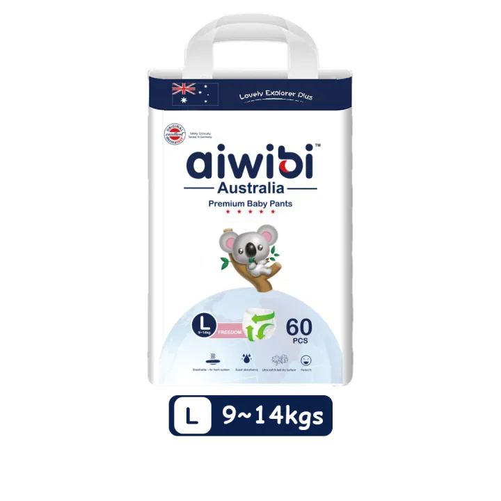 Aiwibi Premium Baby Diapers Pants Large 60pcs